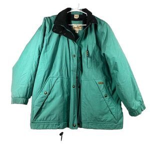 Vintage Woolrich Parka puffer Lined Jacket Hoodie‎ Womens XL Full Zip Snap Green